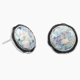 Roman Glass Oxidized Stud Earrings