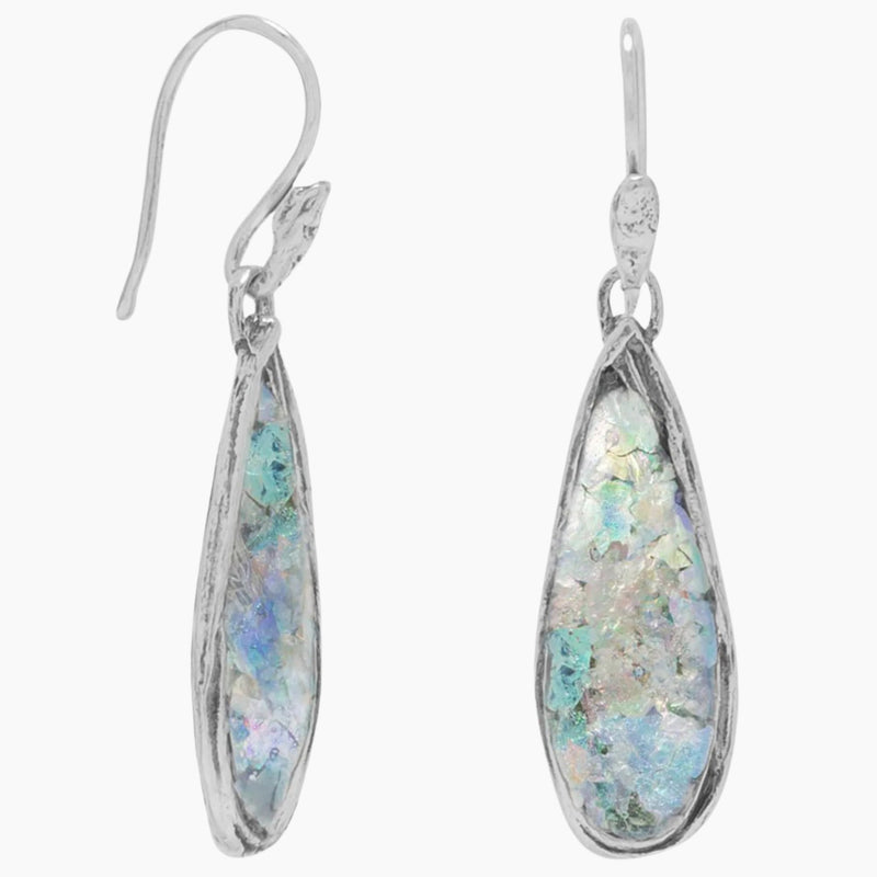 Roman Glass Pear Drop Earrings
