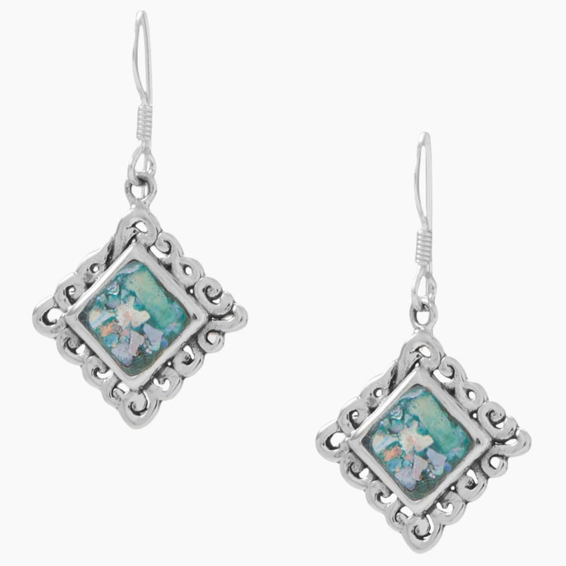Roman Glass Swirl Edge Earrings