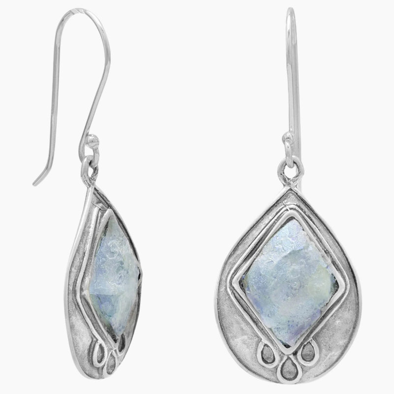 Roman Glass Textured Earrings Side View