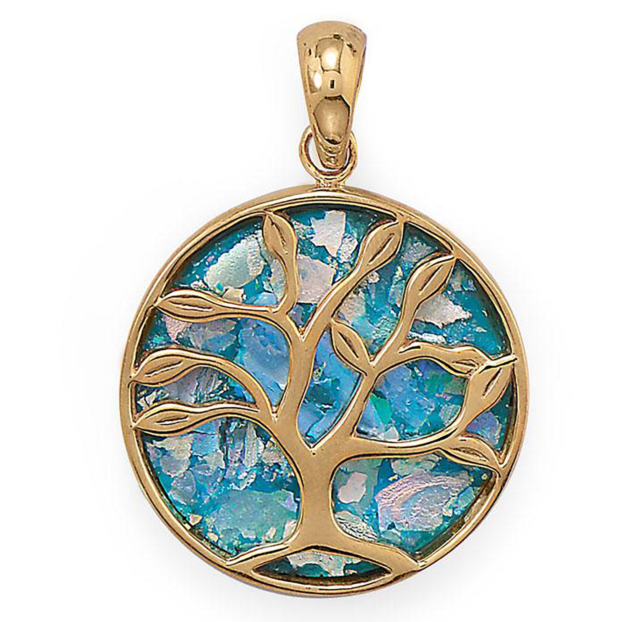 Roman Glass Tree of Life Gold Pendant