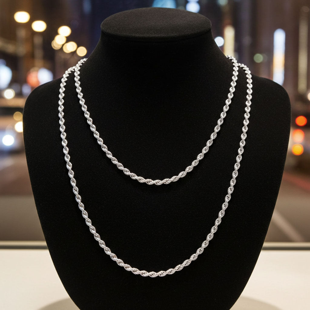 Rope Chain - 1.8mm Layered on Bust Display