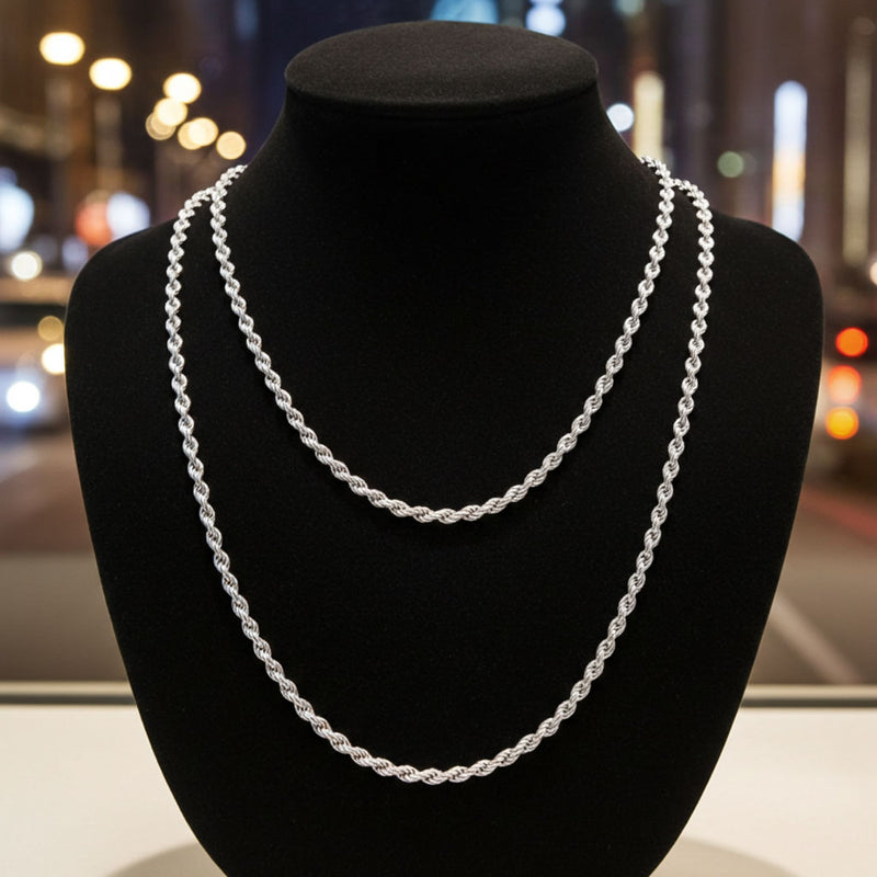 Rope Chain - 1.8mm Layered on Bust Display