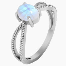 Rope Design Rainbow Moonstone Ring Side View