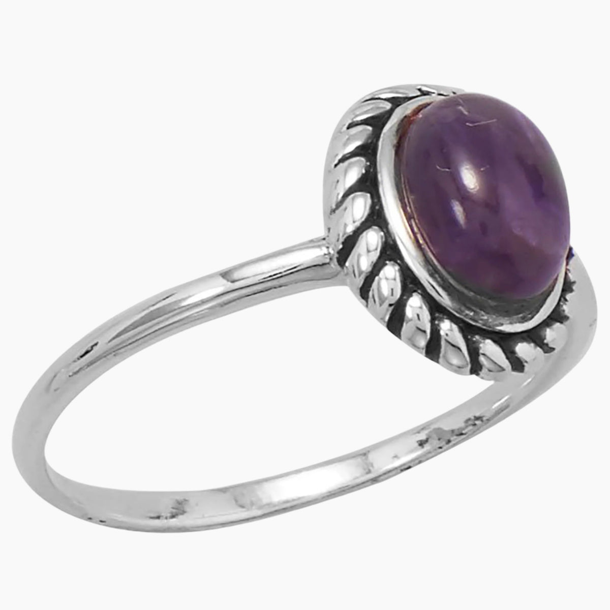 Rope Edge Amethyst Ring Side View