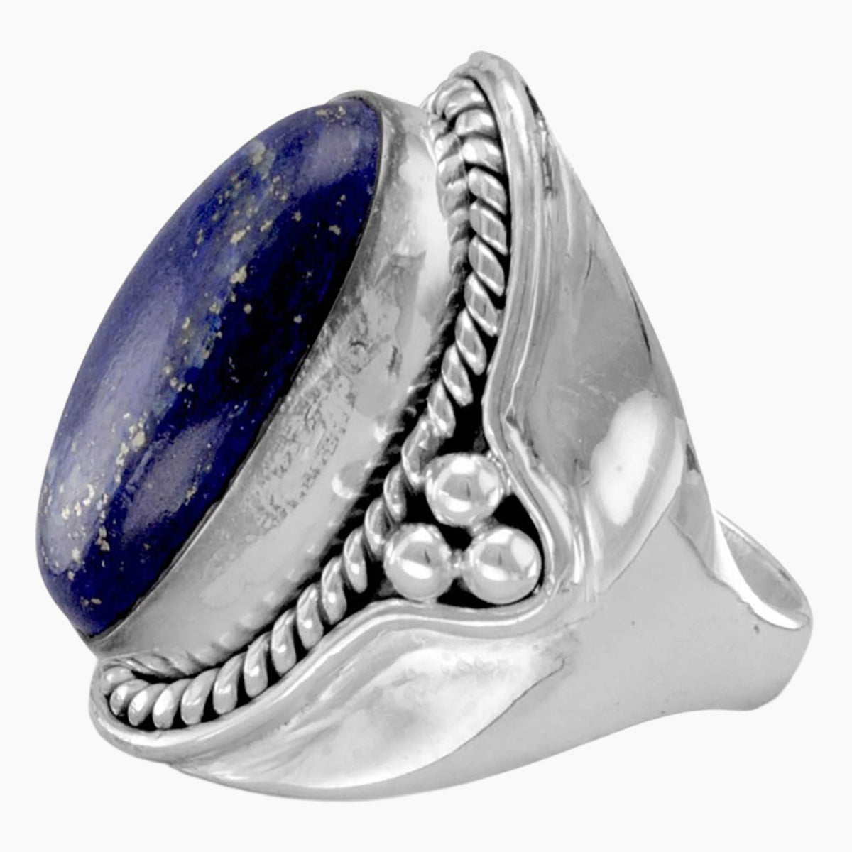 Rope Edge Lapis Ring Side View