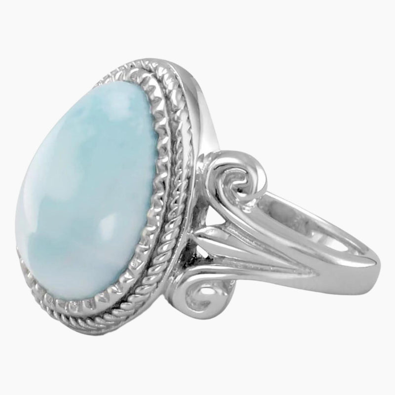 Rope Edge Larimar Ring Side View