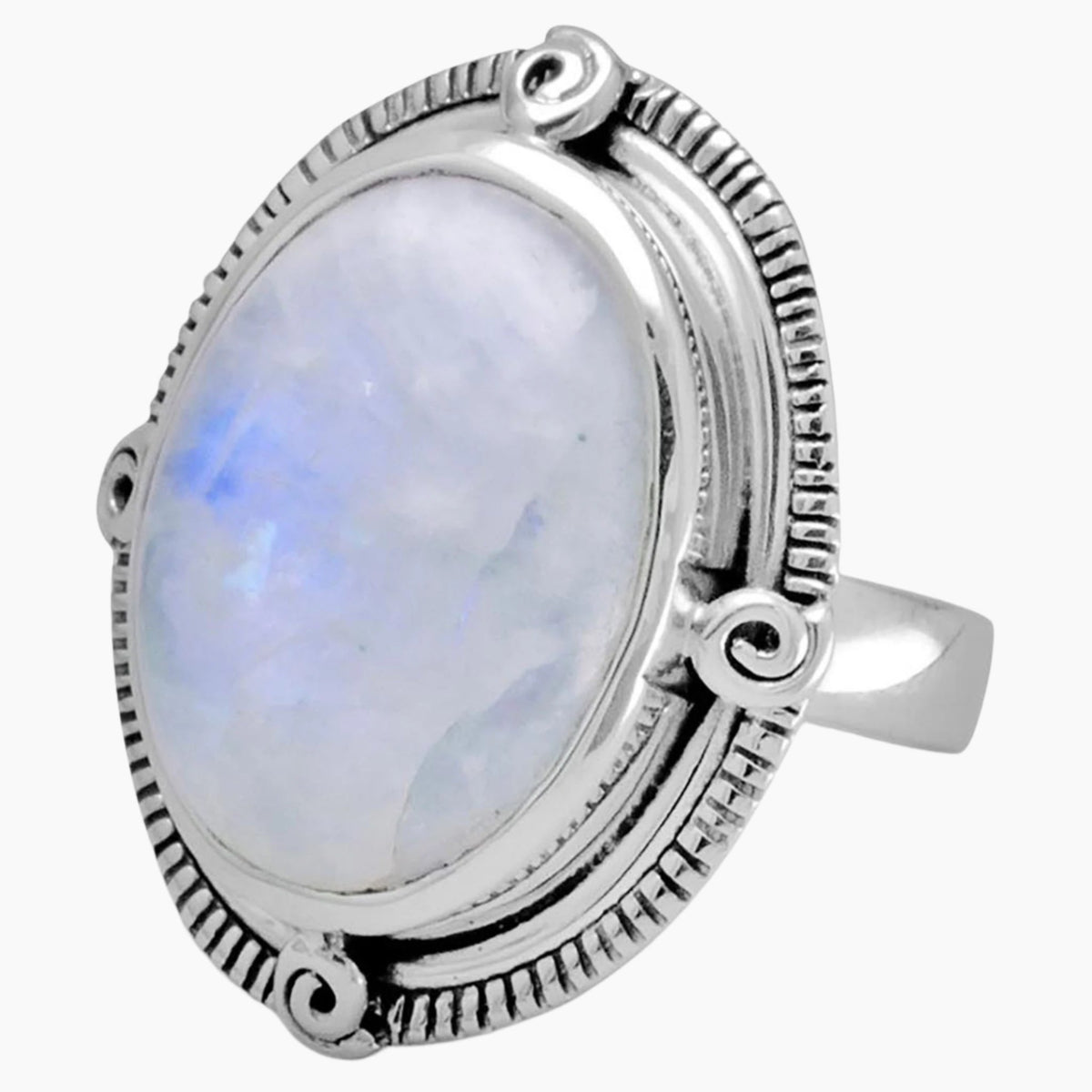 Rope Edge Moonstone Ring