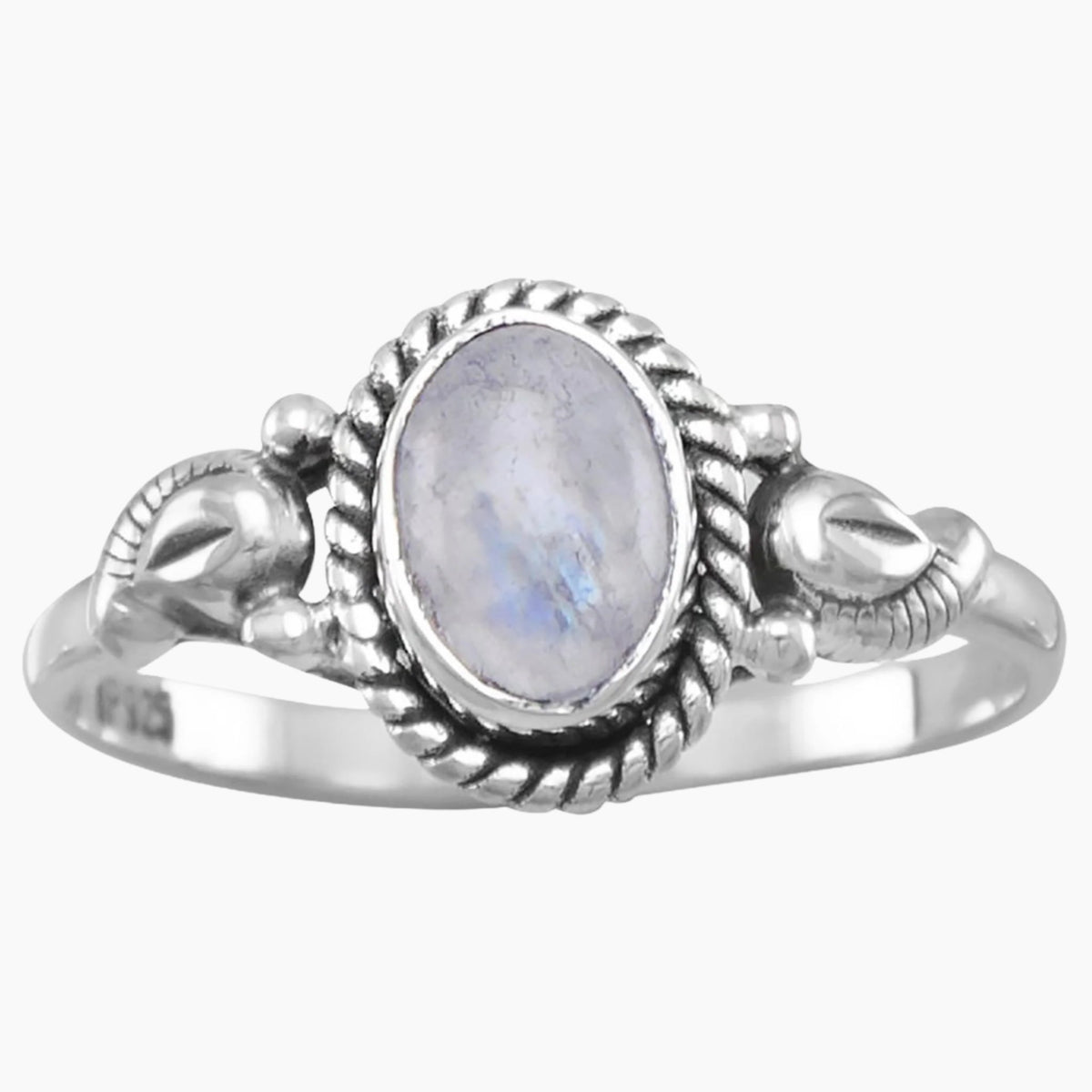 Rope Edge Rainbow Moonstone Ring