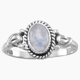 Rope Edge Rainbow Moonstone Ring