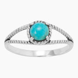 Rope Edge Split Band Turquoise Ring