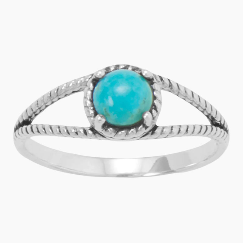 Rope Edge Split Band Turquoise Ring