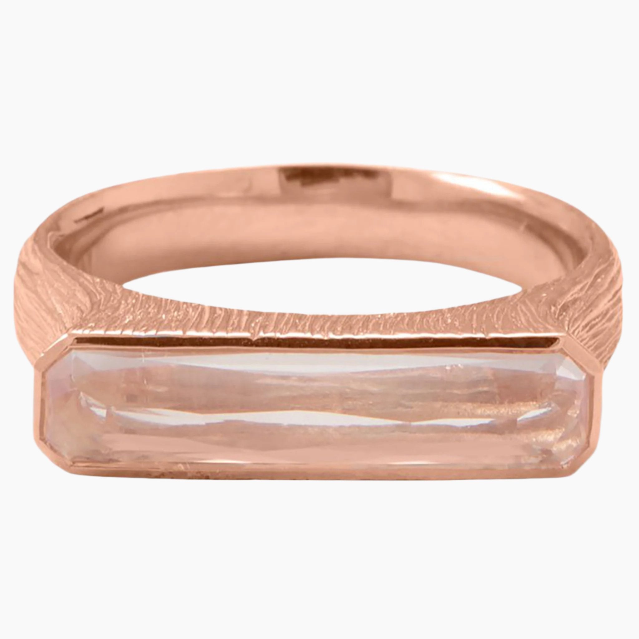 Rose Quartz Bar Design Ring