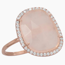 Rose Quartz with Cubic Zirconia Ring Side View