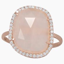 Rose Quartz with Cubic Zirconia Ring