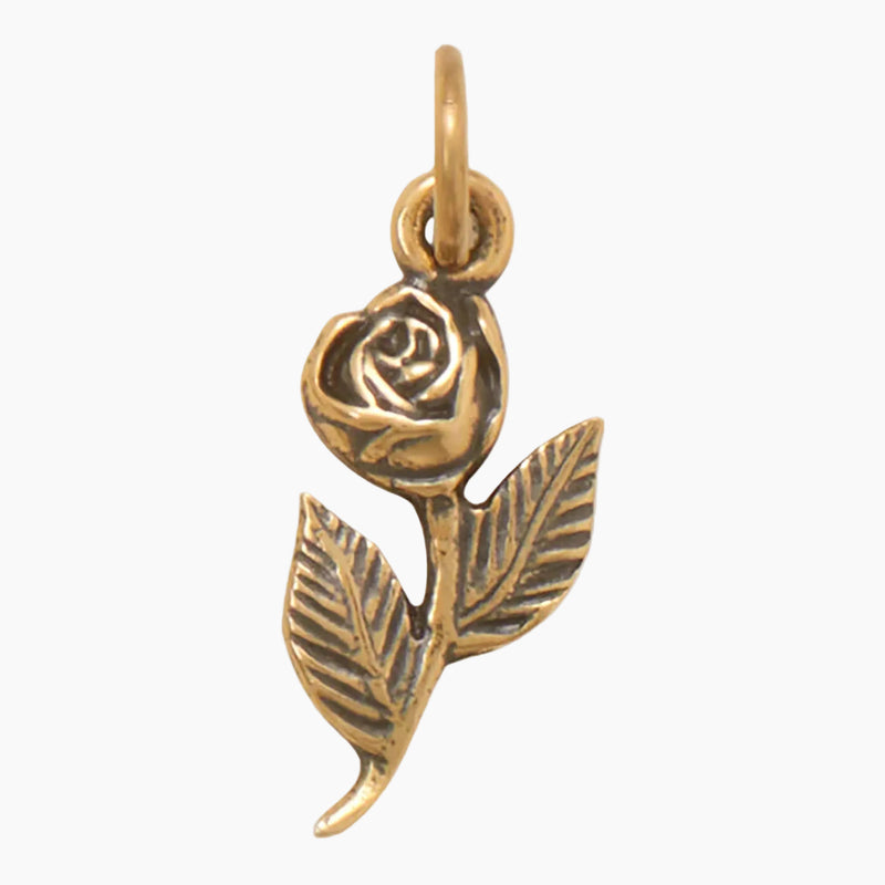 Rose with Stem Gold Charm