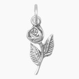 Silver or Gold Rose with Stem Charm