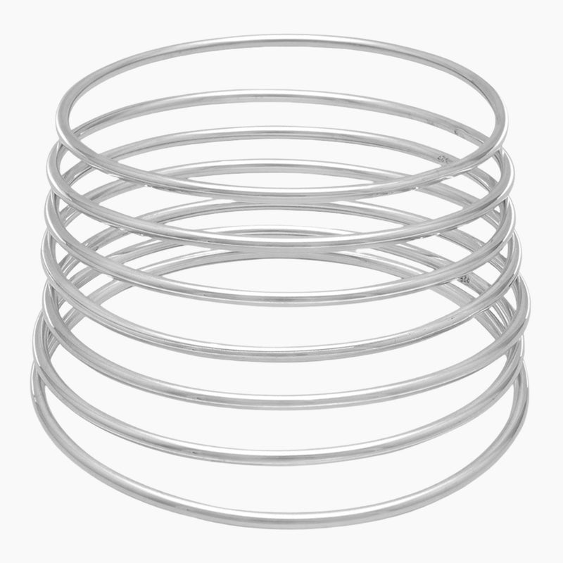 Round Stackable Bangle Bracelet Set Extended