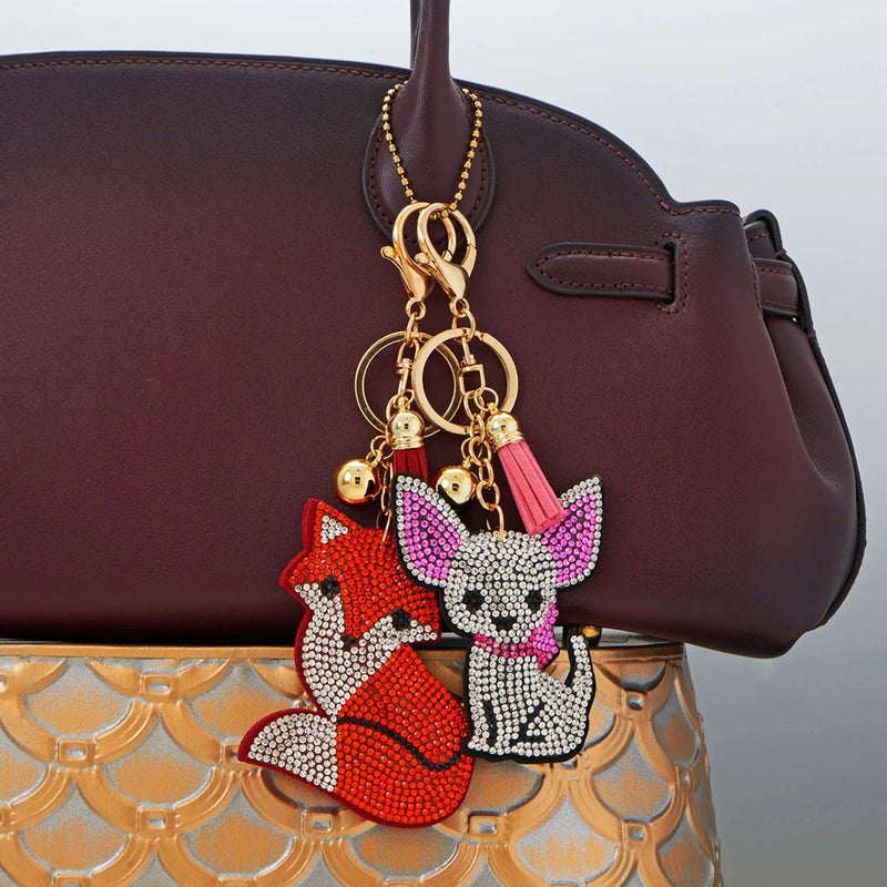 Sassy Little Fox Crystal Bag Charm Example