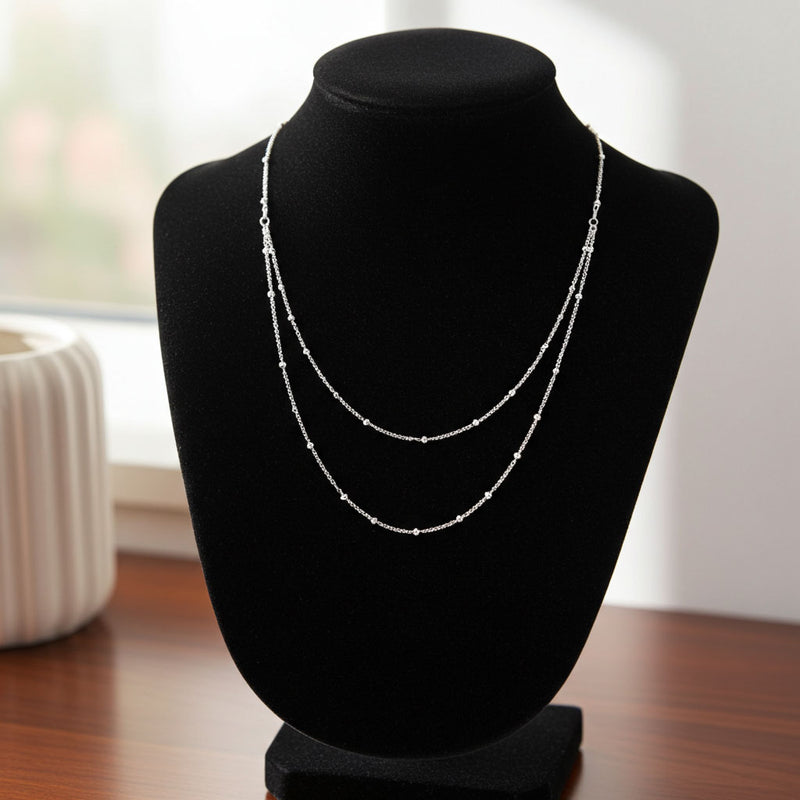 Satellite Chain - 1.5mm Layered on Necklace Bust Display