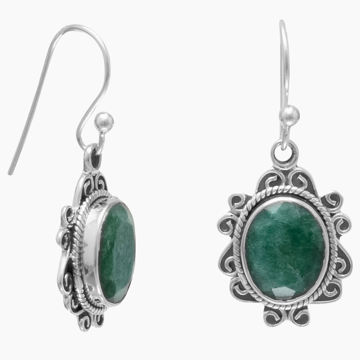 Scroll Design Dyed Beryl Earrings