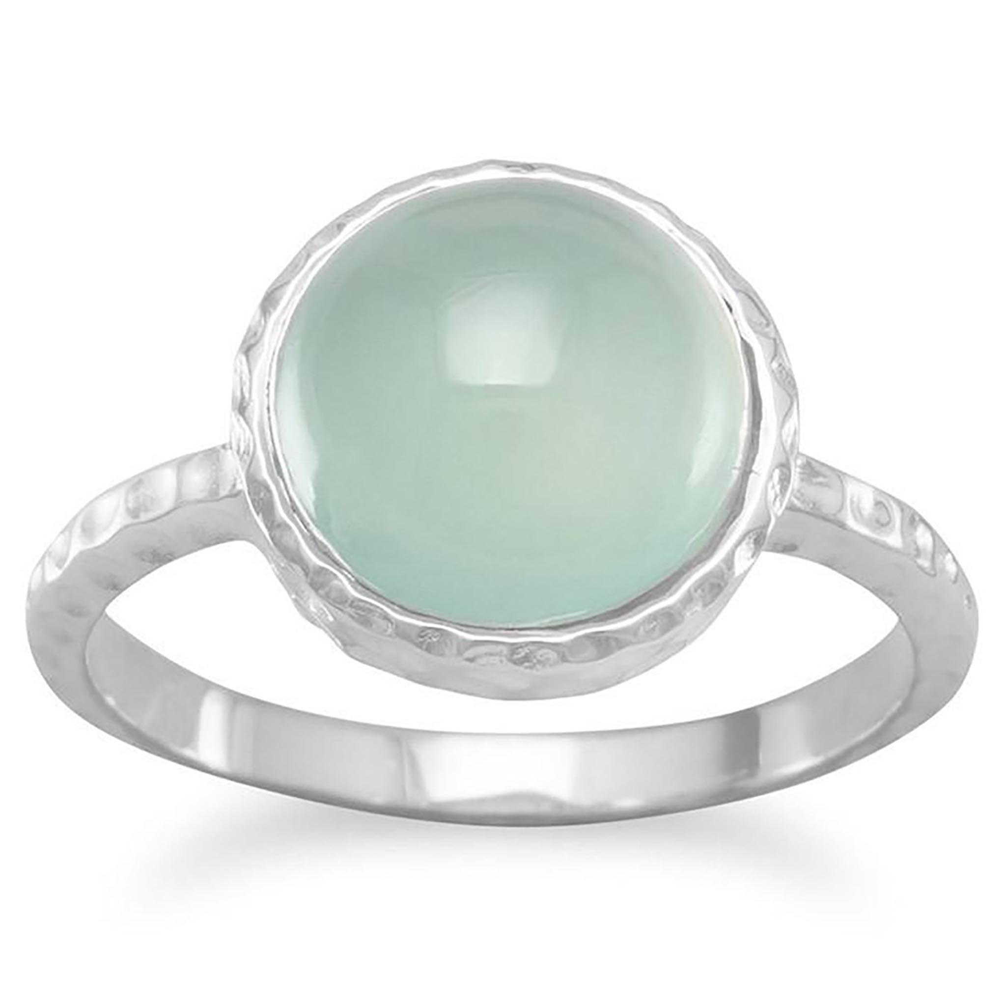 Sea Green Chalcedony Textured Ring