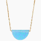Semicircle Shape Opal Gold Necklace