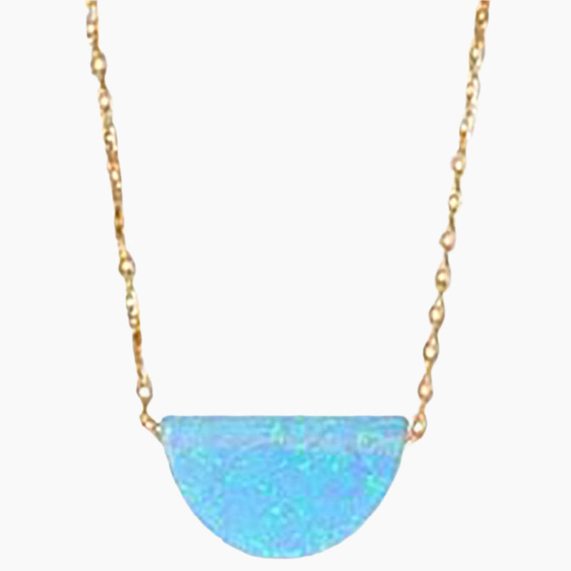 Semicircle Shape Opal Gold Necklace