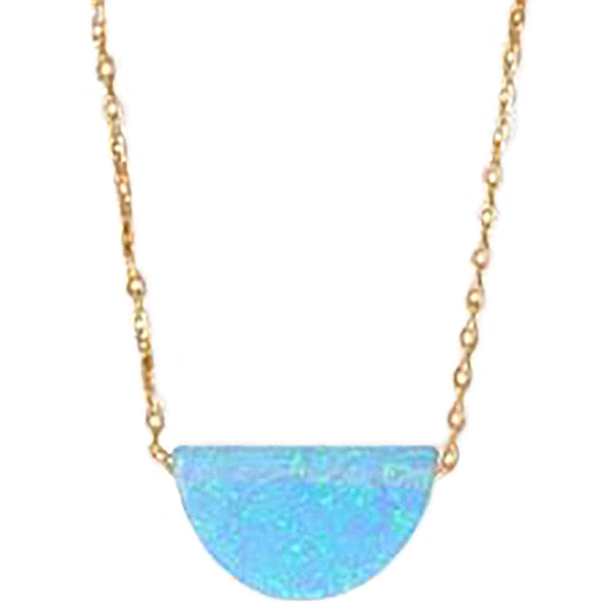 Semicircle Shape Opal Gold Necklace