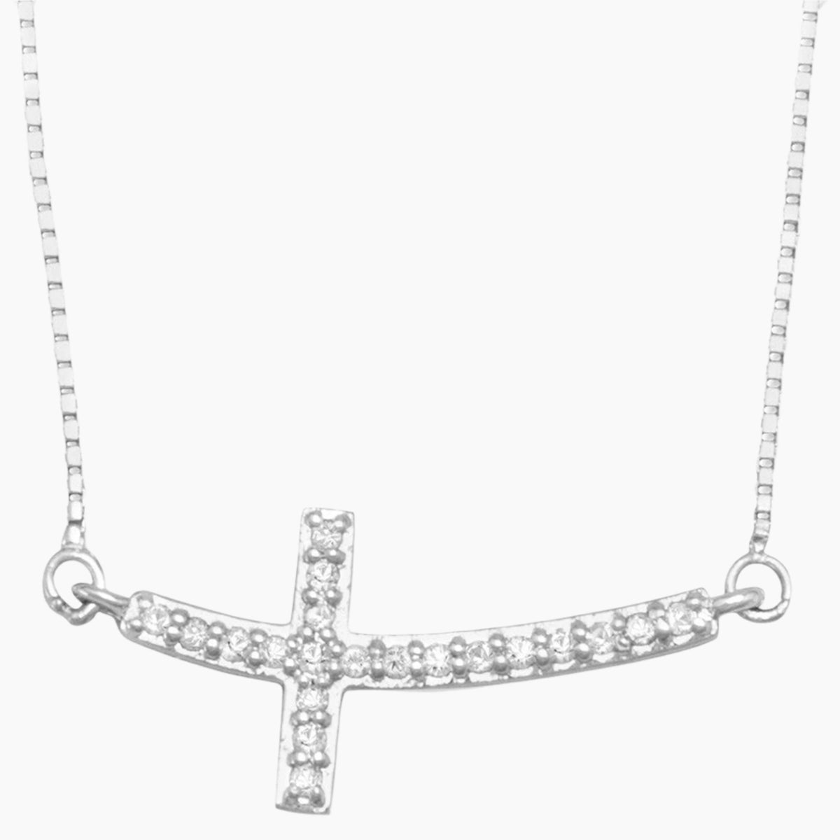 Sideways Diamond Cross Necklace Close Up
