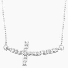 Sideways Diamond Cross Necklace Close Up