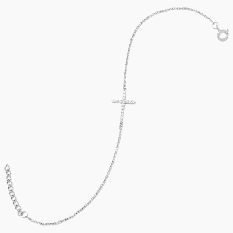Sideways Zirconia Cross Bracelet