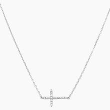Sideways Zirconia Cross Necklace
