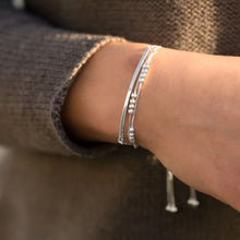 Silver Bead Bolo Bracelet on Wrist