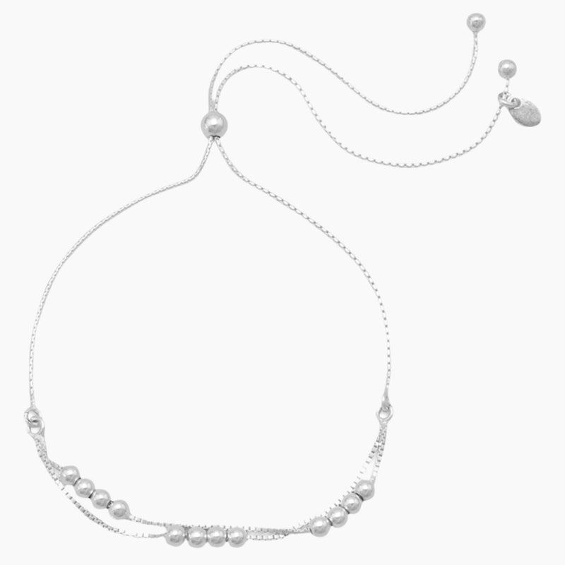 Silver Bead Bolo Bracelet