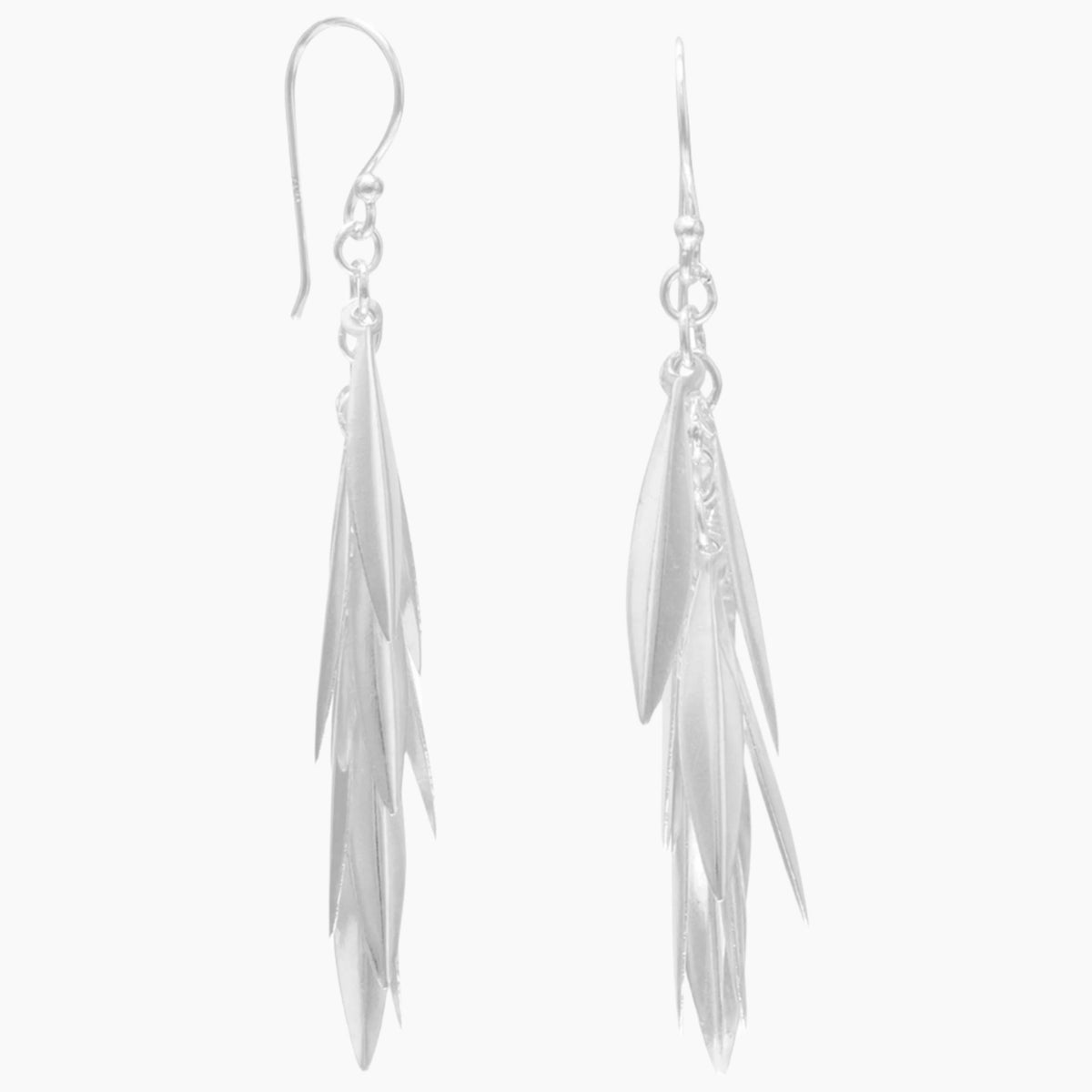 Silver Feather Design Earrings