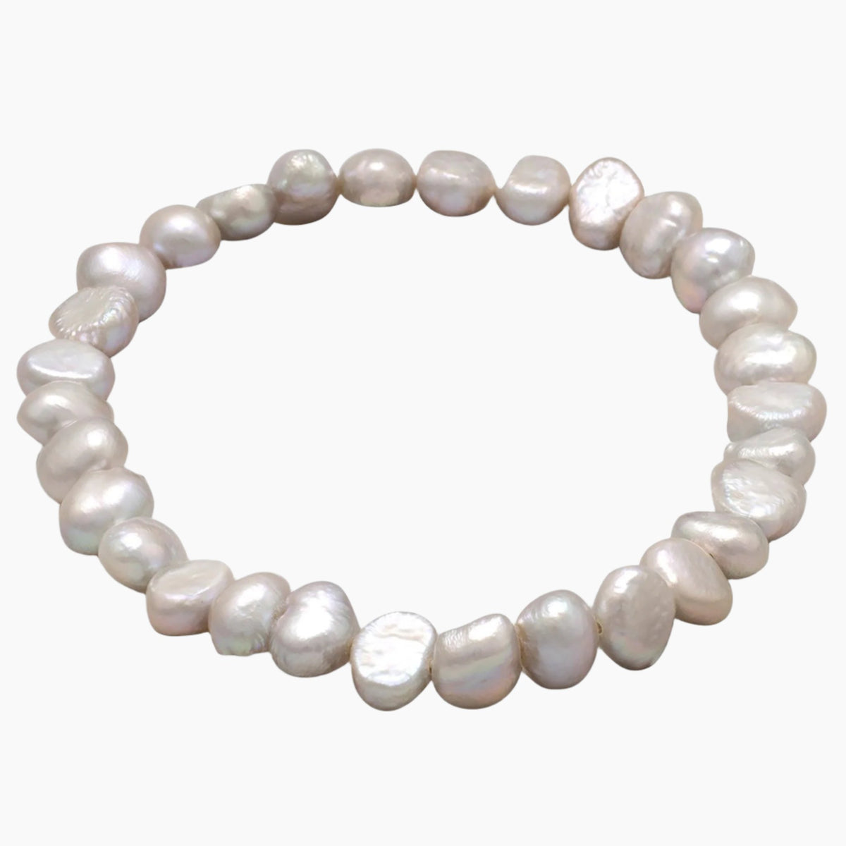 Silver Freshwater Pearl Stretch Bracelet