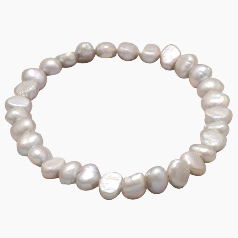 Silver Freshwater Pearl Stretch Bracelet