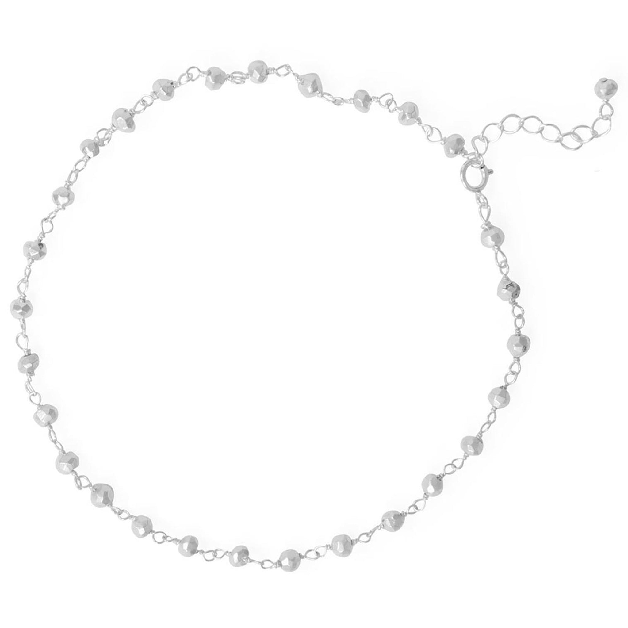 Silver Pyrite Bead Anklet