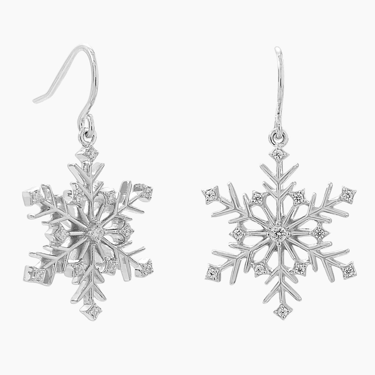 Six Point Zirconia Snowflake Earrings