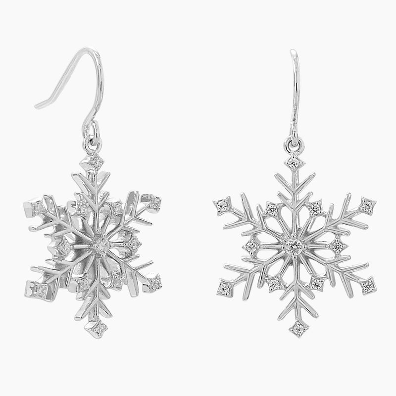 Six Point Zirconia Snowflake Earrings