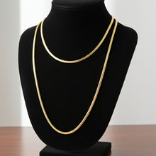 Snake Chain Gold - 2mm Layered on Necklace Bust Display