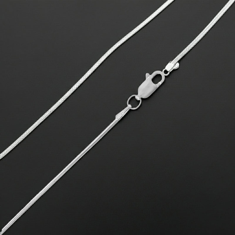 Snake Chain Rhodium Plated - 1mm Clasp View
