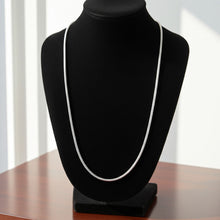 Snake Chain Rhodium Plated - 1mm on Necklace Bust Display