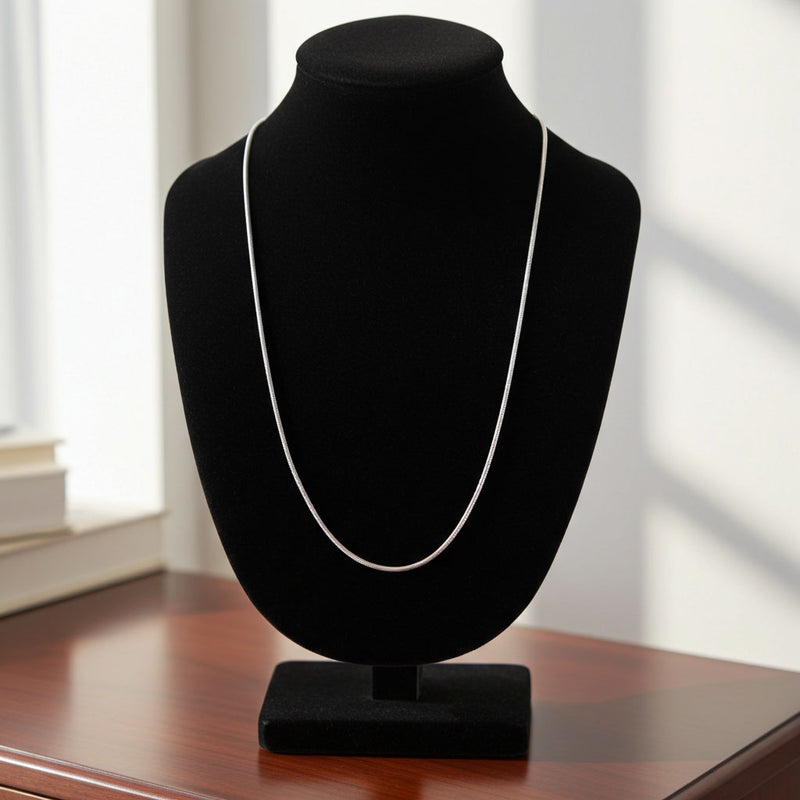Snake Chain - 0.7mm on Necklace Bust Display