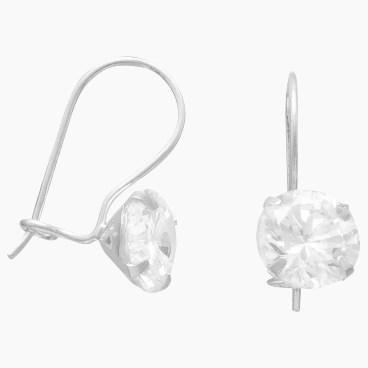Solitaire Cubic Zirconia Wire Earrings