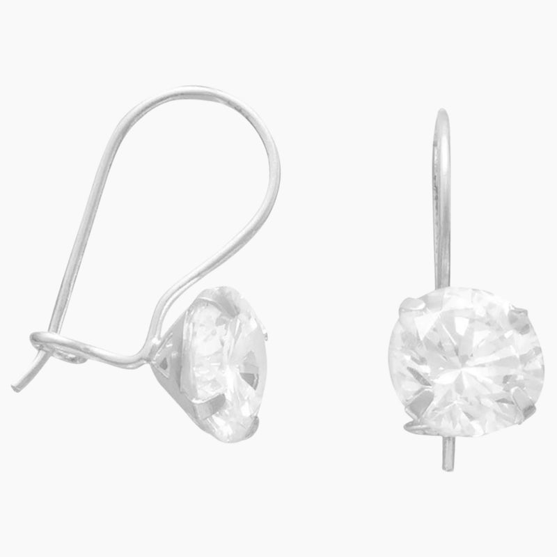 Solitaire Cubic Zirconia Wire Earrings