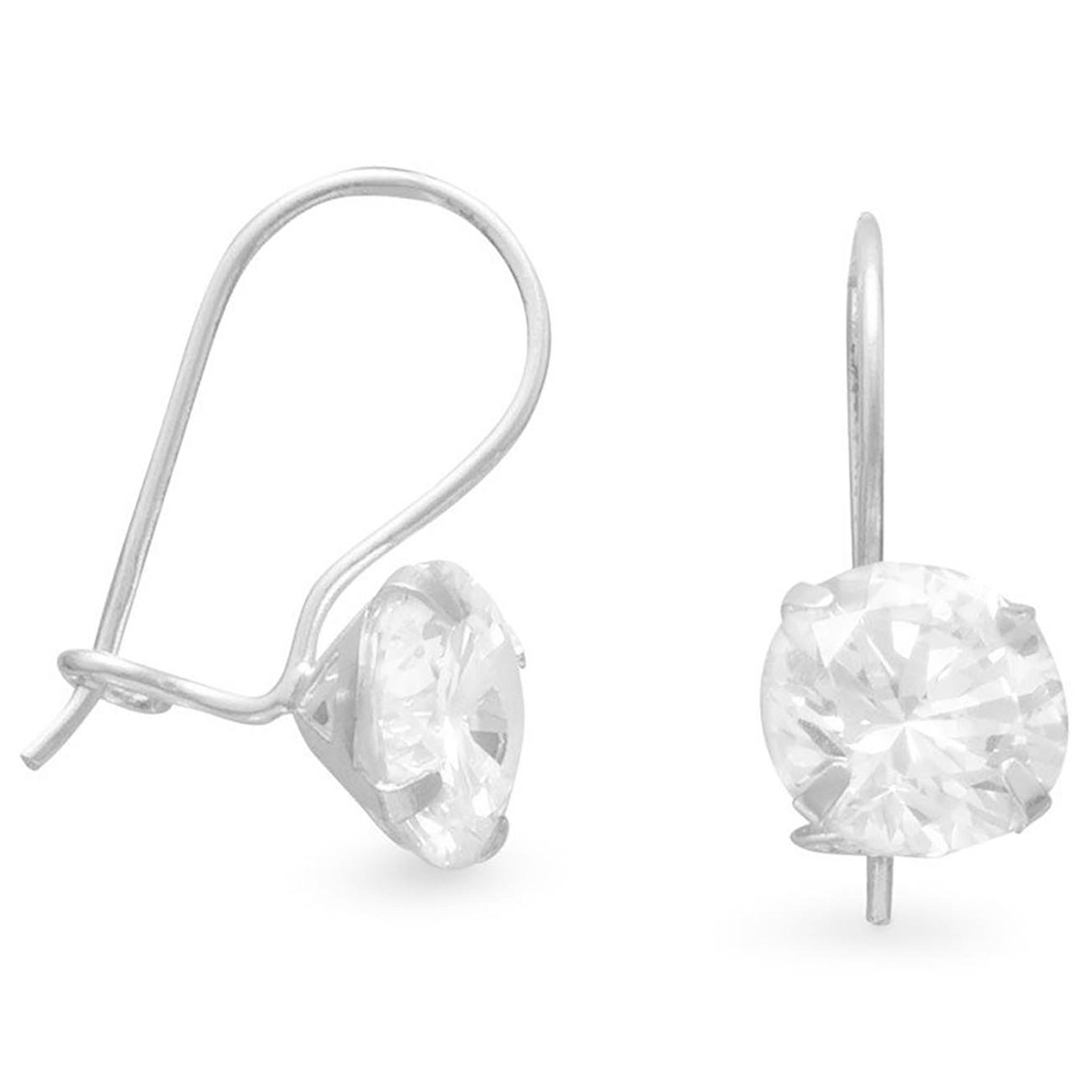 Solitaire Cubic Zirconia Wire Earrings
