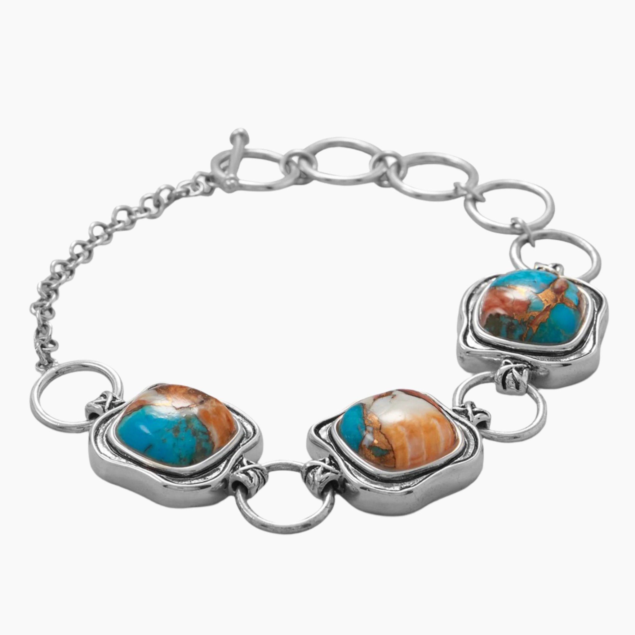 Spiny Oyster and Turquoise Bracelet Closed