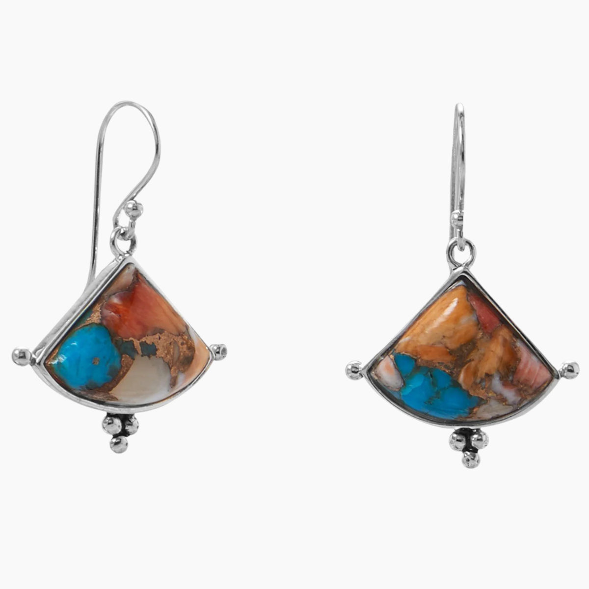 Spiny Oyster and Turquoise Earrings